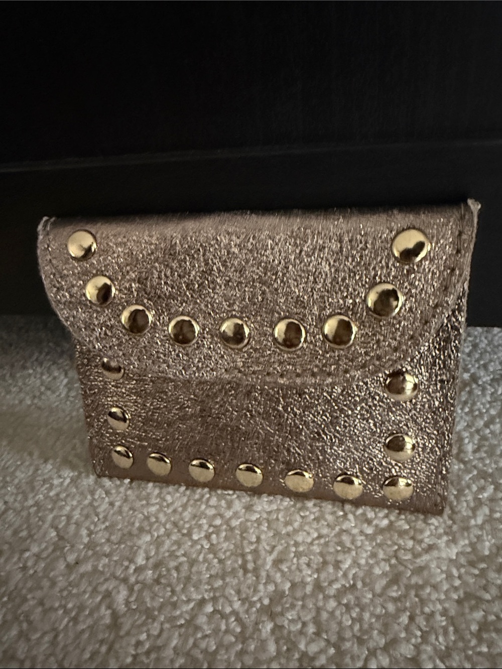 Metallic Gold Studded Women's Cardholder Wallet